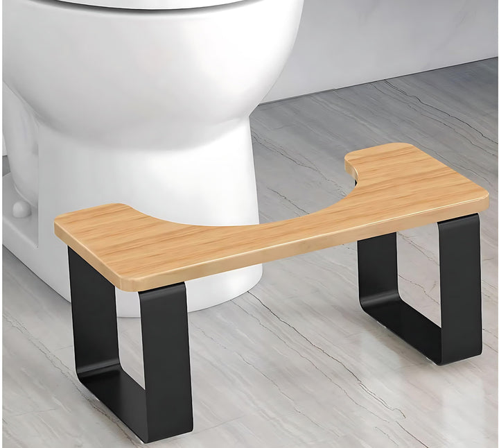 AMSAMOTION Metall mit Holz-Toilettenhocker, 7 Zoll 18CM Badezimmer Kothocker Erwachsene, Anti-Rutsch