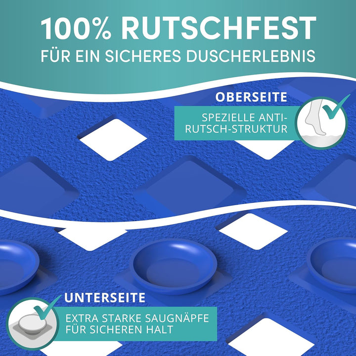 Engelbach® Duschmatte rutschfest 53x53cm - Inklusive Haken zum Aufhängen - 100% BPA-frei - Antirutsc