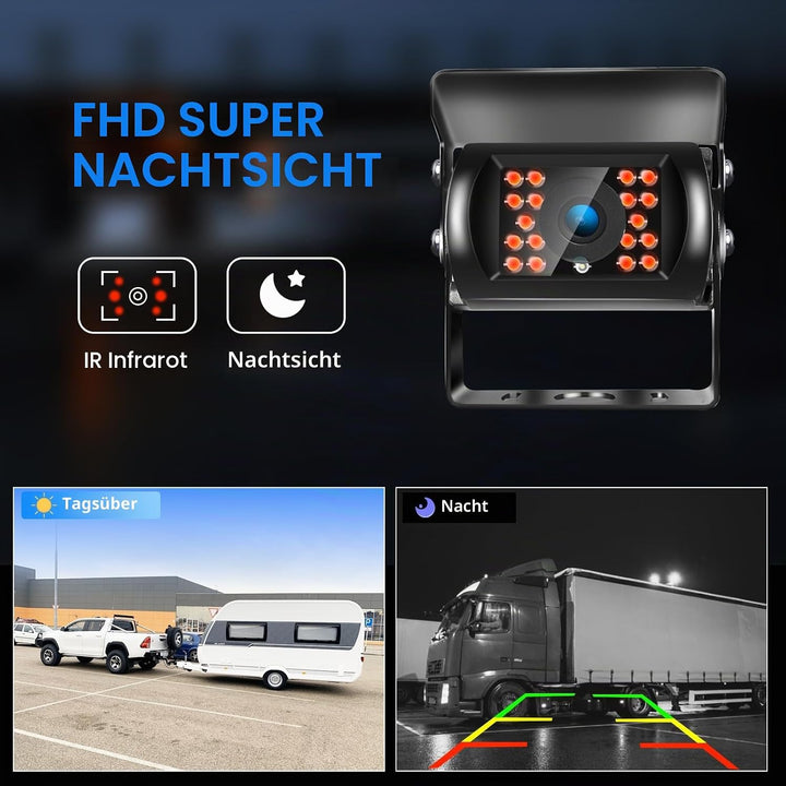 PARKVISION Rückfahrkamera Set mit 7 Zoll HD Monitor &amp; IP68 Kamera – 110° Weitwinkel &amp; IR-Nachtsicht