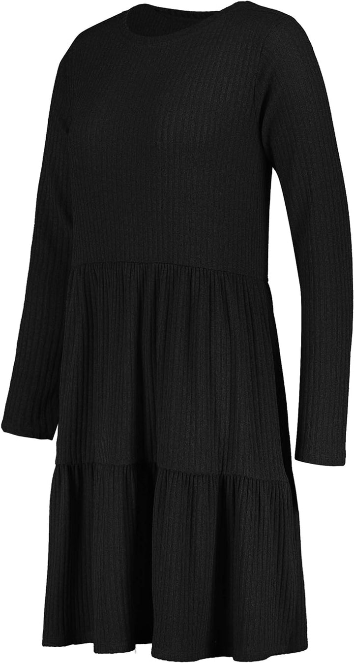 FRESH MADE Ladies Rib Dress Frauen Mittellanges Kleid schwarz L
