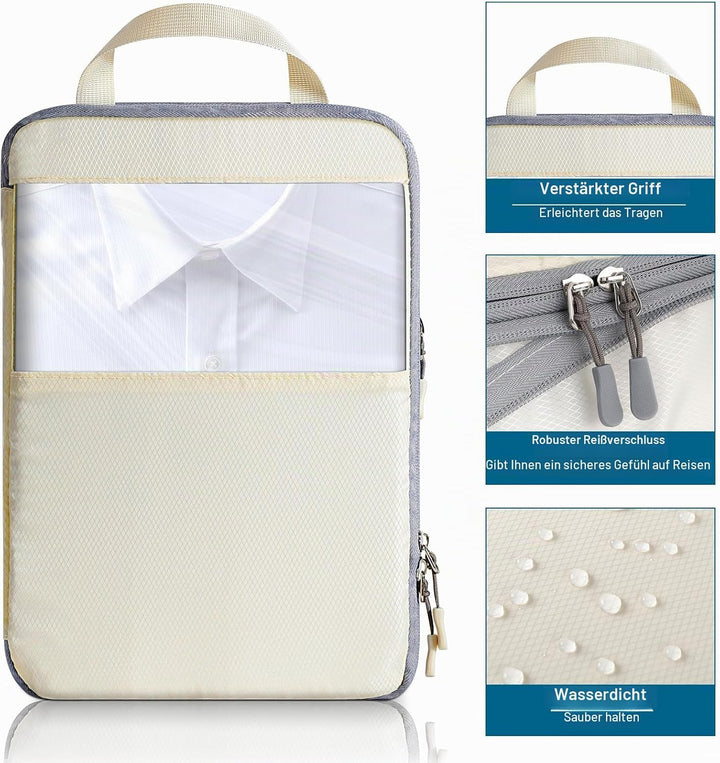 Cozary Koffer Organizer Packing Cubes Compression 4 Stück - Packwürfel mit hohem Fassungsvermögen, T
