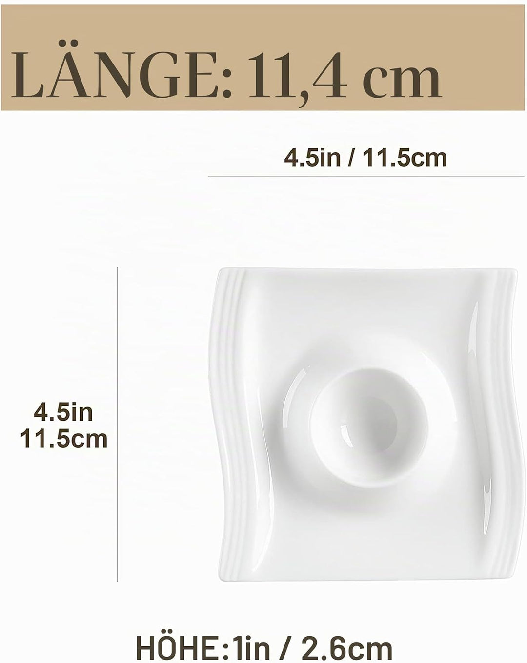 MALACASA, Serie Flora, 6 TLG. Eierbecher Set, Cremeweiss Porzellan Eierbecher mit Ablage, Eierstände