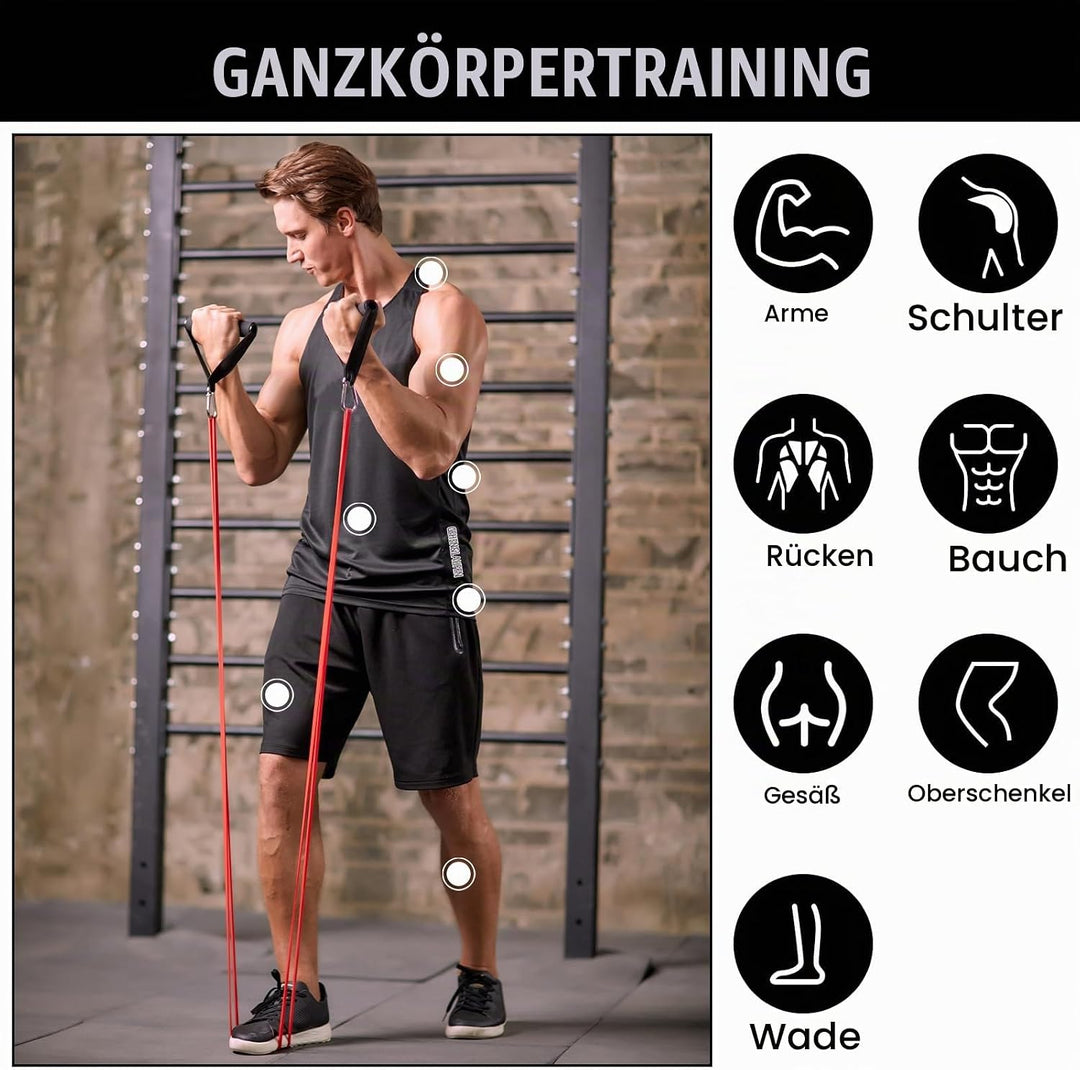 Odoland Fitnessbänder Set Pull Up Resistance Band in 5X Verschiedene Zugstärken – Expander Bänder Se