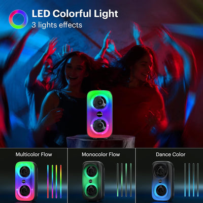 LEFANDI Bluetooth Lautsprecher Tragbarer Musikbox Mit Led Licht, Outdoor Party Lautsprecher Boxen mi