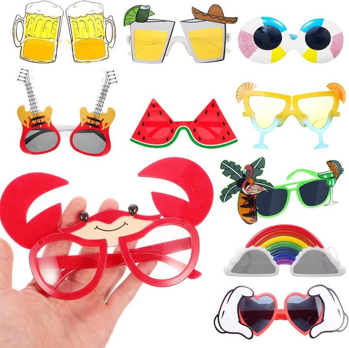 10 Einzigartige Hawaiianische Lustige Sonnenbrille Partybrillen Fotobox Accessoires Diese Neuartigen