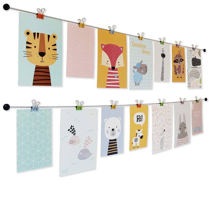 LeTOMA – Fotoseil mit bunten Metall-Klammern - 2x200 cm &amp; 2x20 Klammern im Smiley-Design in den Farb