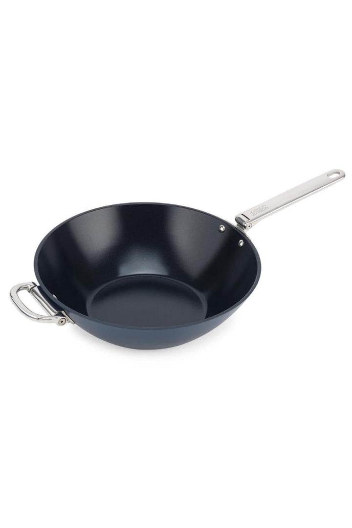 Joseph Joseph Space 32cm Wok, Platzsparender Klappgriff, Profi-Keramikbeschichtung, Induktion & Back