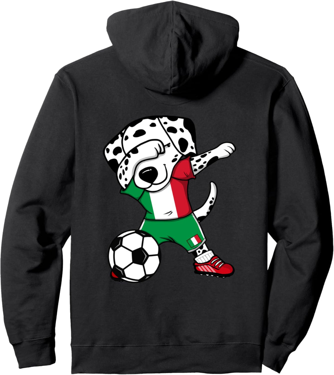 Dabbing Dalmatiner Hund Italien Fussball Italienische Flagge Pullover Hoodie