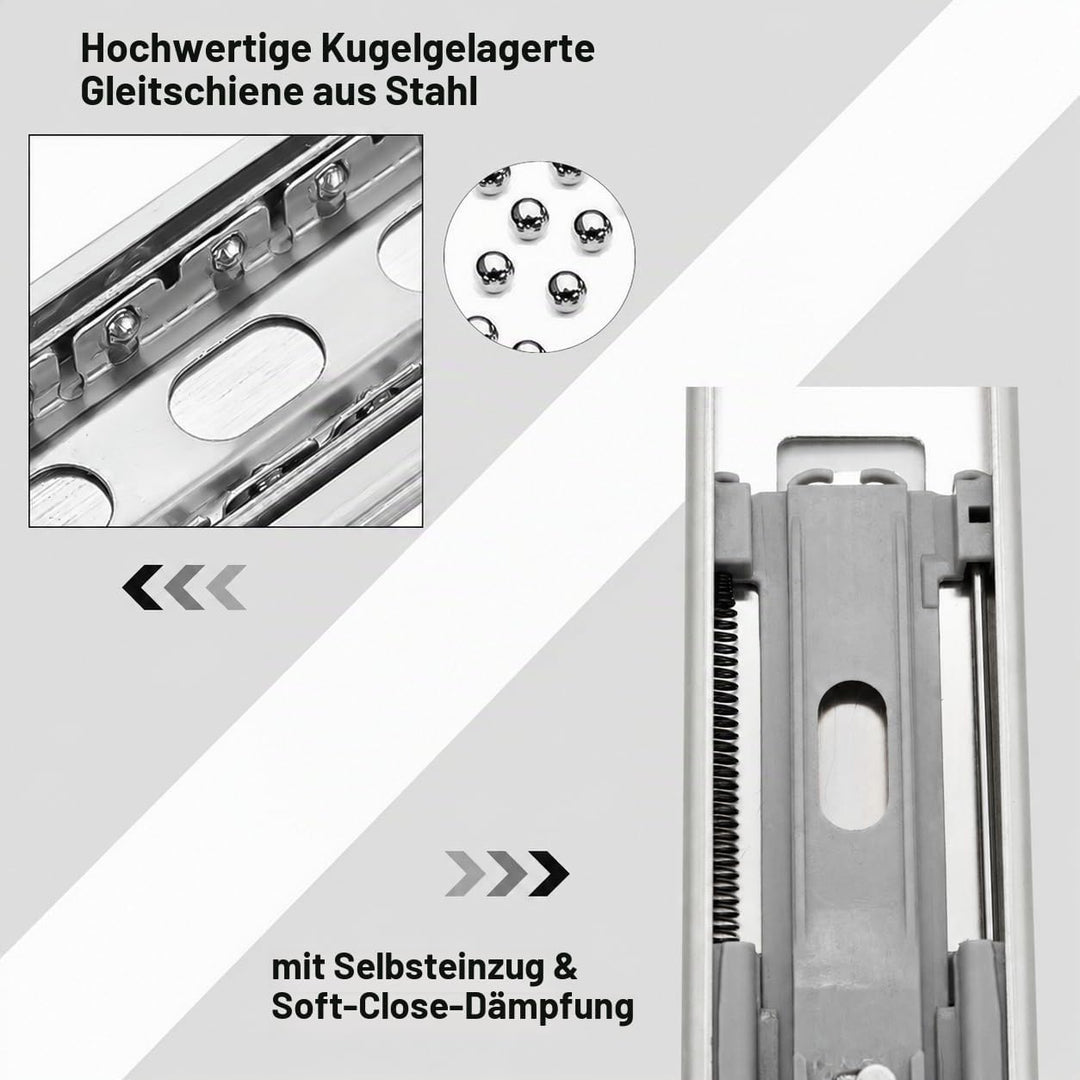 Ansobea Schubladenschienen 400mm, Kugelführungen mit 45 kg Tragkraft Vollauszüge, Schubladenauszug T