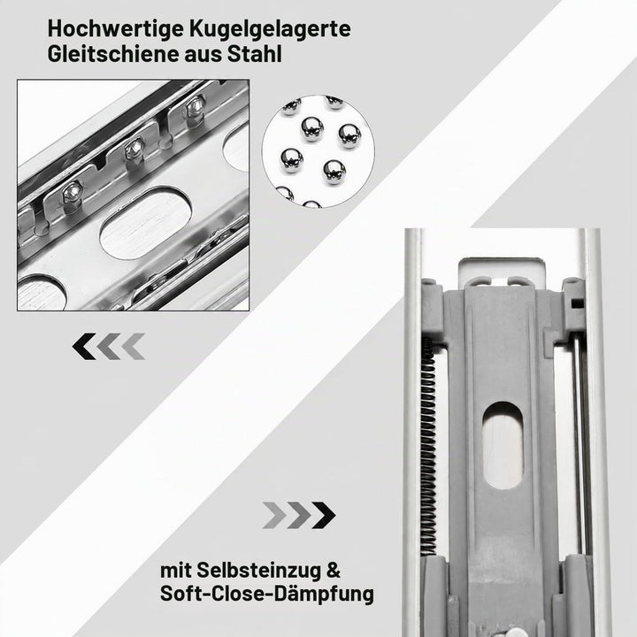 Ansobea Schubladenschienen 400mm, Kugelführungen mit 45 kg Tragkraft Vollauszüge, Schubladenauszug T