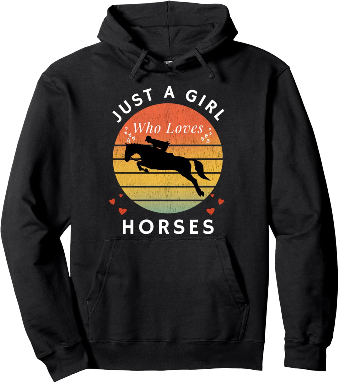 Nur ein Mädchen, das Pferde Vintage Retro Geschenk lustige Pullover Hoodie