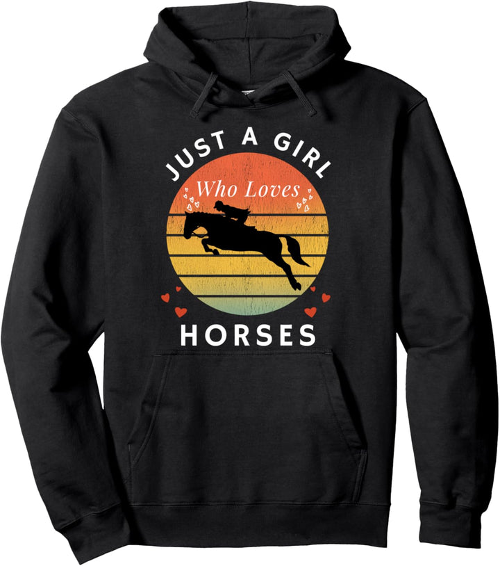 Nur ein Mädchen, das Pferde Vintage Retro Geschenk lustige Pullover Hoodie