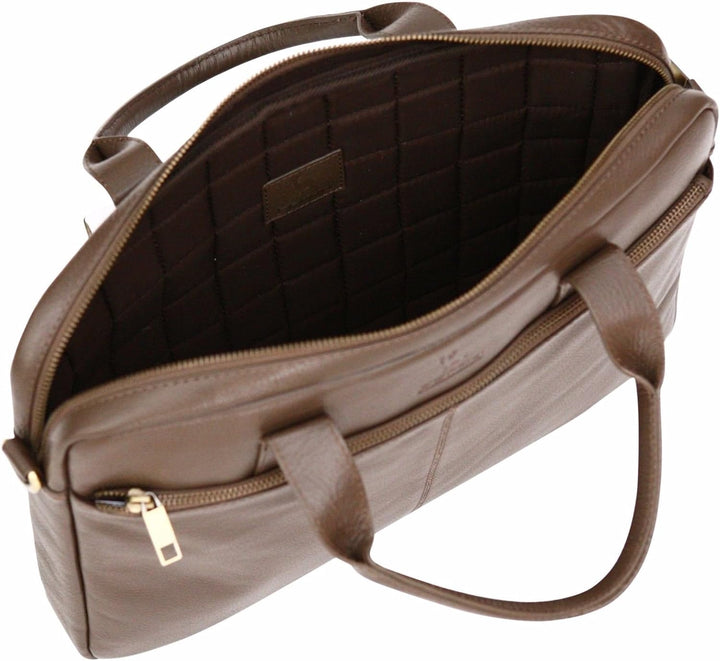 Aktentasche aus gekrispeltem Echtleder - Weiche Business-Tasche mit Zwei Griffen für Laptops bis 15.
