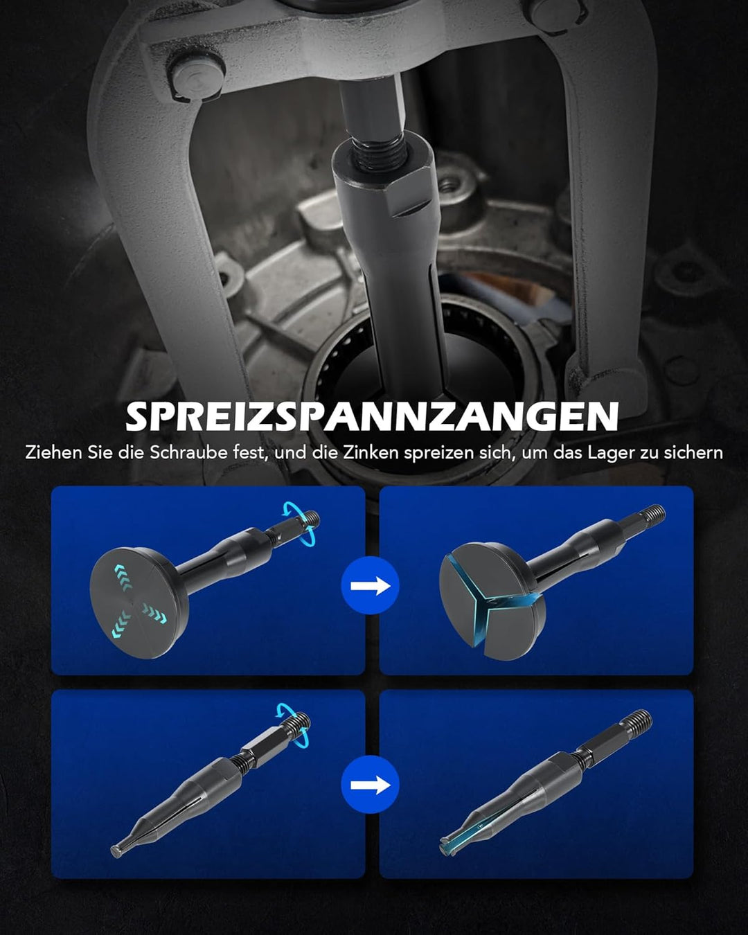 Orion Motor Tech Innenlager Abzieher Set 16-teilig, Lagerabzieher Innen mit Gleithammer und Abziehvo
