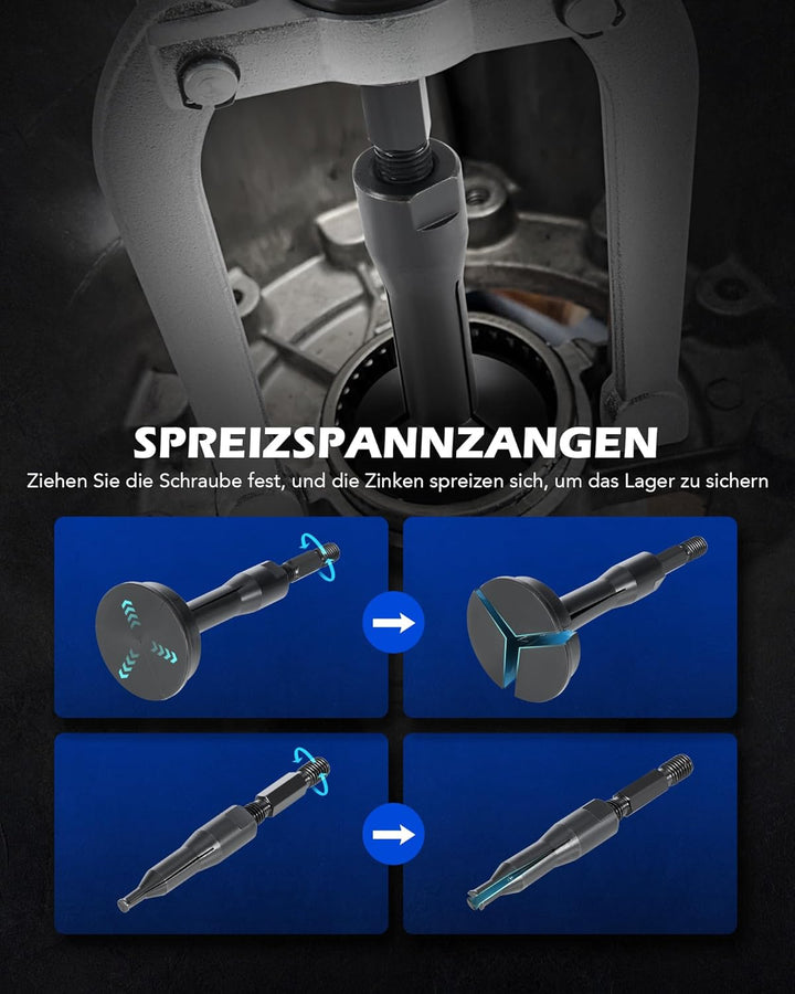 Orion Motor Tech Innenlager Abzieher Set 16-teilig, Lagerabzieher Innen mit Gleithammer und Abziehvo
