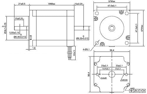 STEPPERONLINE Doppel Schacht Nema 23 Schrittmotor Uni/Bipolar 1.8deg 2.83Nm 4A 57x84mm 8 Drähte für