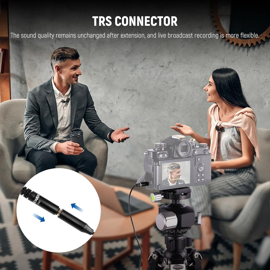 NEEWER 2m Wired Mic, Doppeltes Lavaliermikrofon mit 4m Verlängerungskabel, Mini Ansteckmikrofon, omn