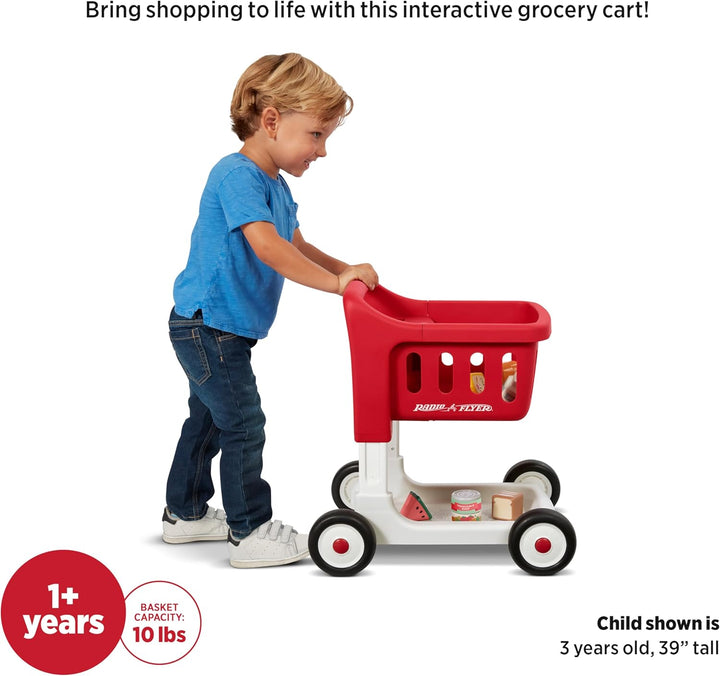 Radio Flyer Scan & Sort Einkaufswagen mit Lichtern und Geräuschen, Rutschspielzeug, Roter Spielzeug-
