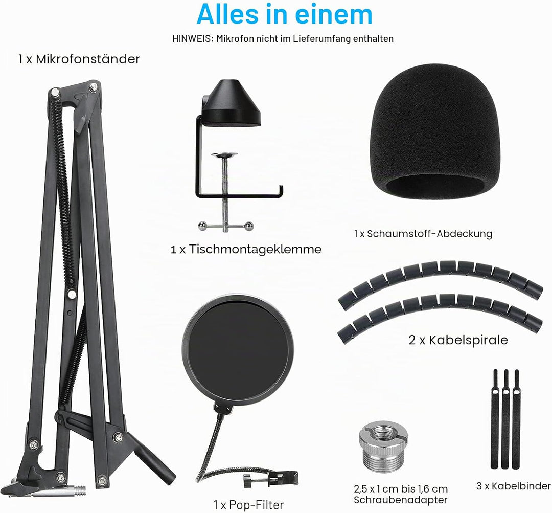 Blue Yeti Mikrofon Arm mit Popschutz - Professioneller Mikrofon Ständer Kompatibel mit Blue Yeti Mic