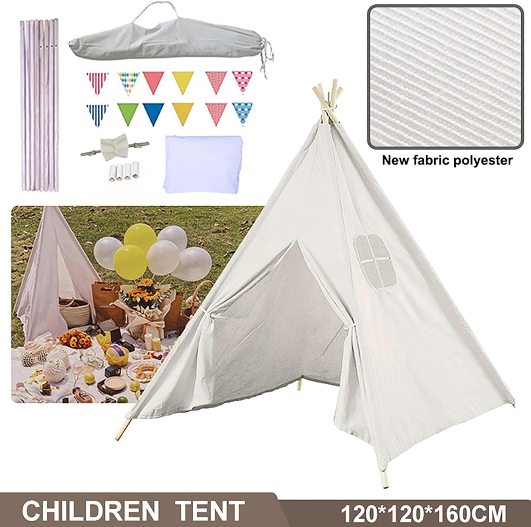 Lifemaison Kindertipi Spielzelt Polyester 120x120x130cm,Kinderzelt weiss Kindertipi im Montessori-St