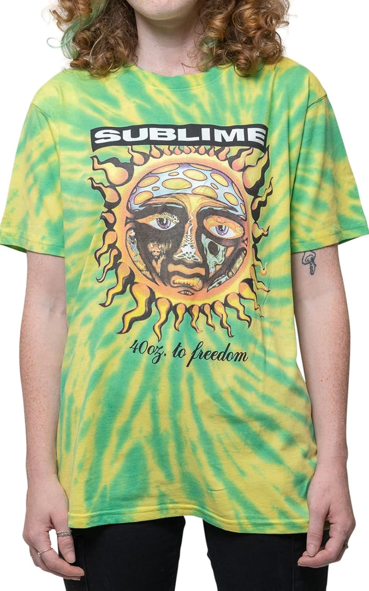 Sublime T Shirt 40oz to Freedom Band Logo Nue offiziell Unisex Dip Dye Grün, S