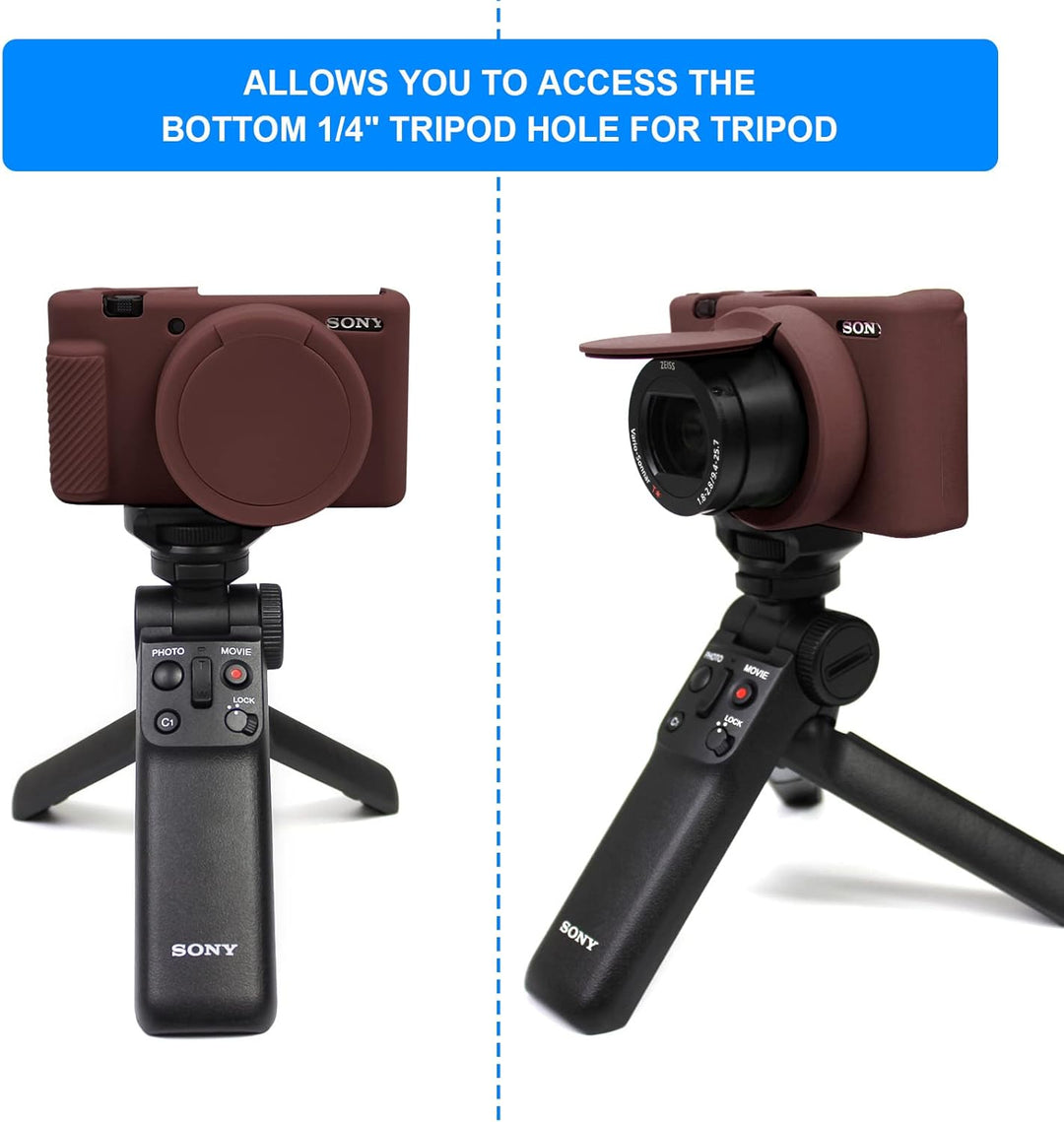 ZV1 Kamera Hülle, Kameratasche Silikon Hülle für Sony ZV-1 ZV1 Digital Vlogging Kamera (Braun), Brau