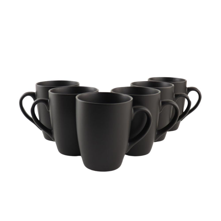 OTIX Kaffeetassen - mit Ohr - 6er Set - Matte - Schwarz - 340ml