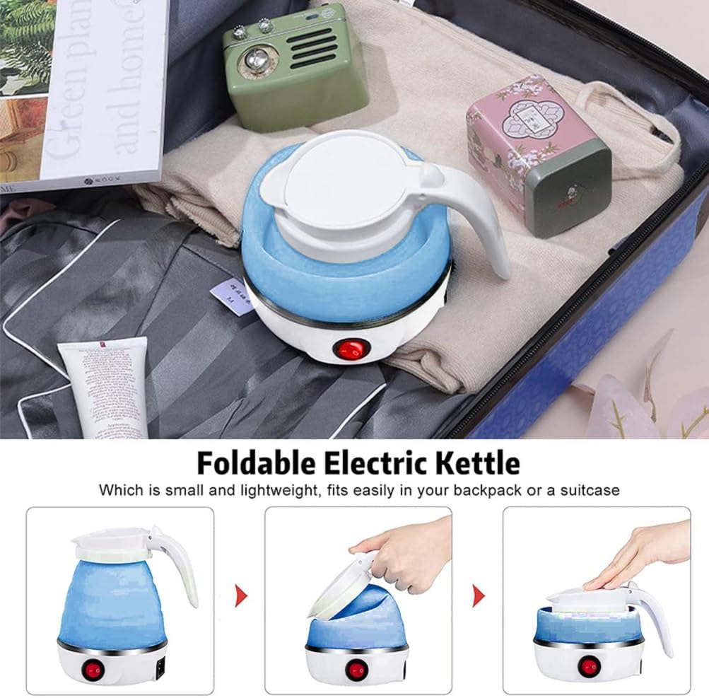 RANJIMA Wasserkocher Faltbarer Elektrisch, 0.6L Camping Faltbarer Wasserkessel Mini Wasserkocher für