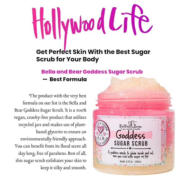 Bella and Bear Goddess Sugar Scrub, No Parabens, New Fragrance, Cruelty-Free, Vegan-Friendly Exfolia