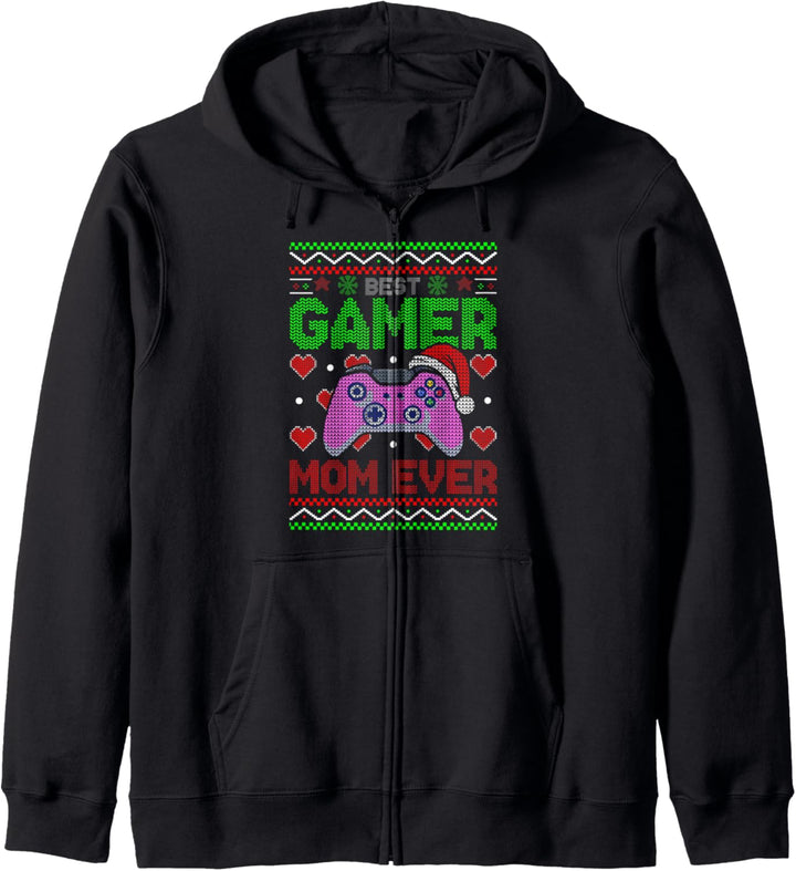 Best Gamer Mom Ever Christmas Ugly Gaming Sweater Videospiel Kapuzenjacke