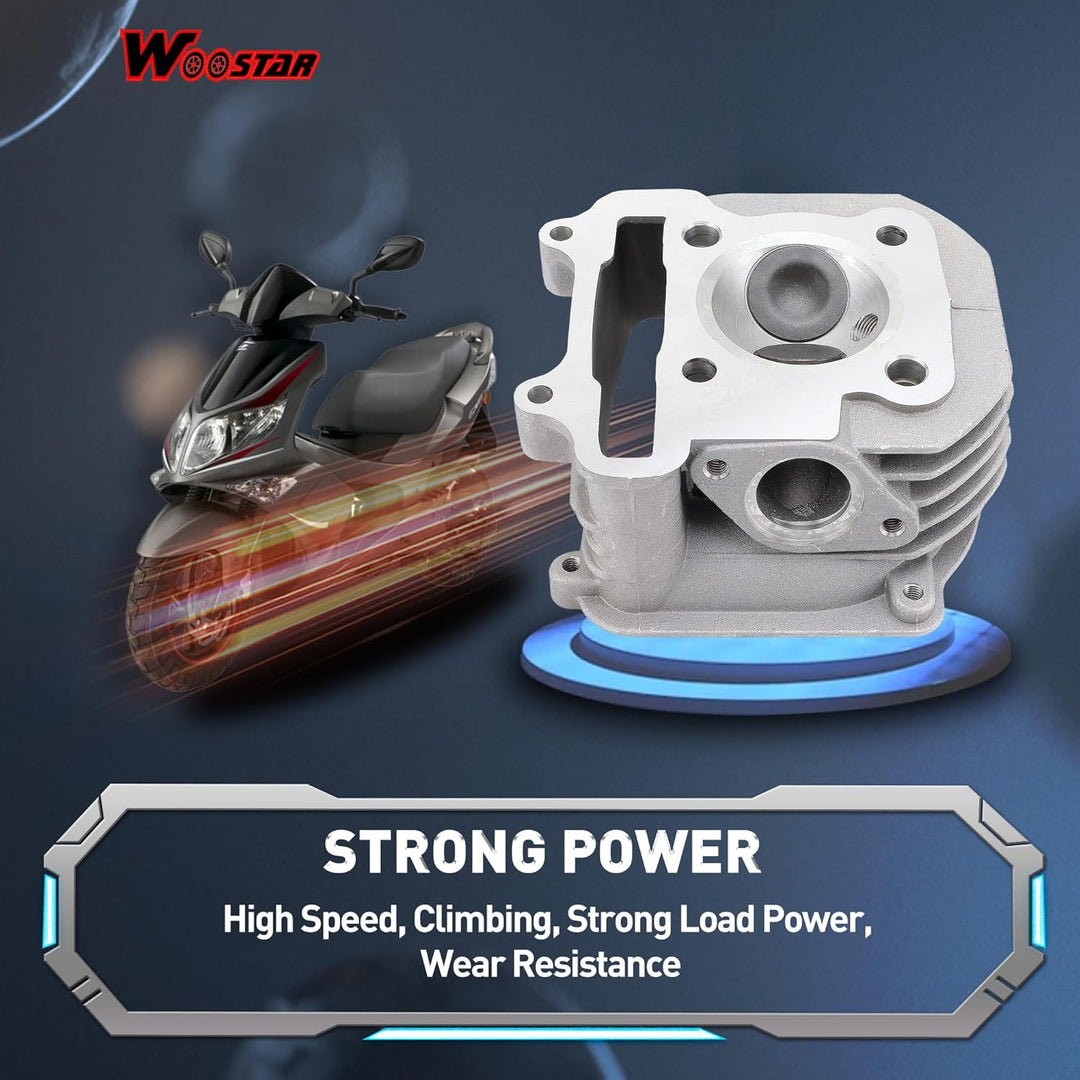 WOOSTAR 57,4mm Grosse Bohrung Kompletter Zylinder und Zylinderkopf Umbausatz Ersatz für 4 Takt GY6 1