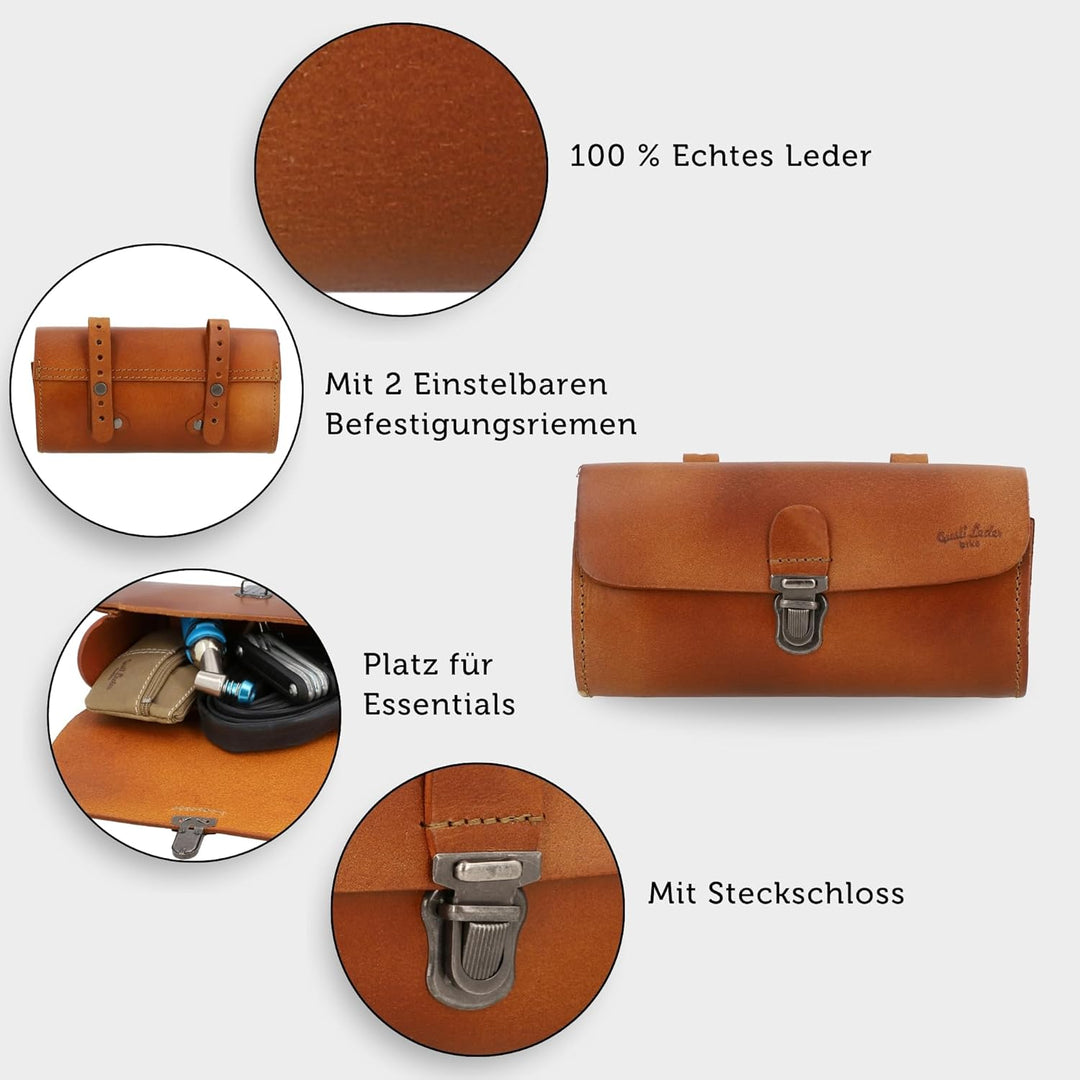 Gusti Leder - Marti Satteltasche Lenkertasche Fahrradtasche Ledertasche Vintage Braun Leder