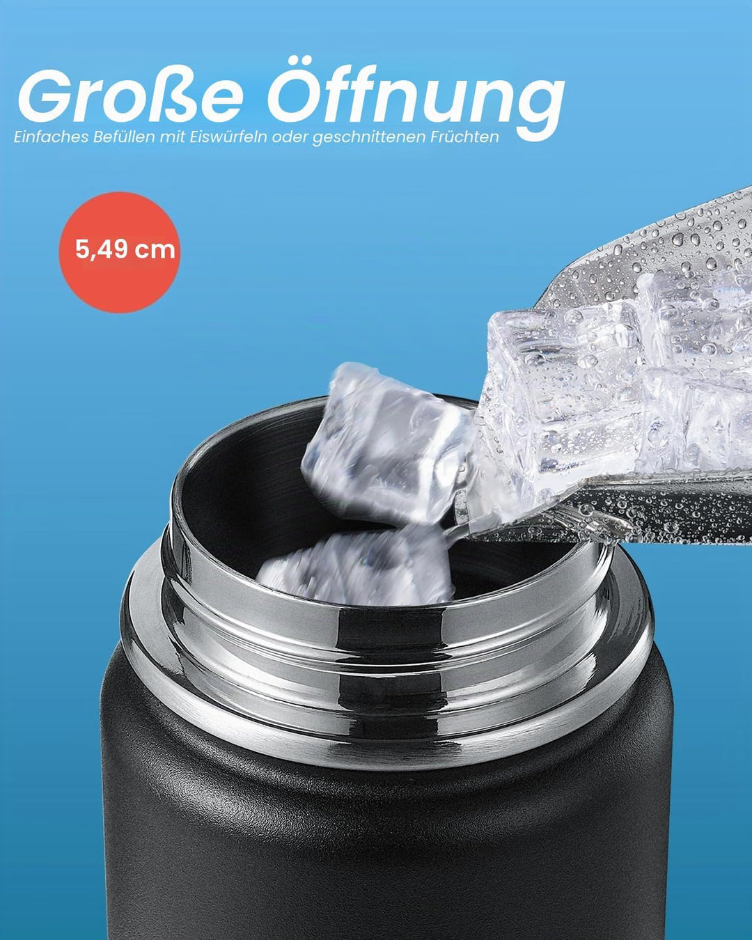 Coolflask Wasserflasche 590 ml, isoliert mit Strohhalm, Edelstahl, Metall, 3 Deckel, breite Öffnung,