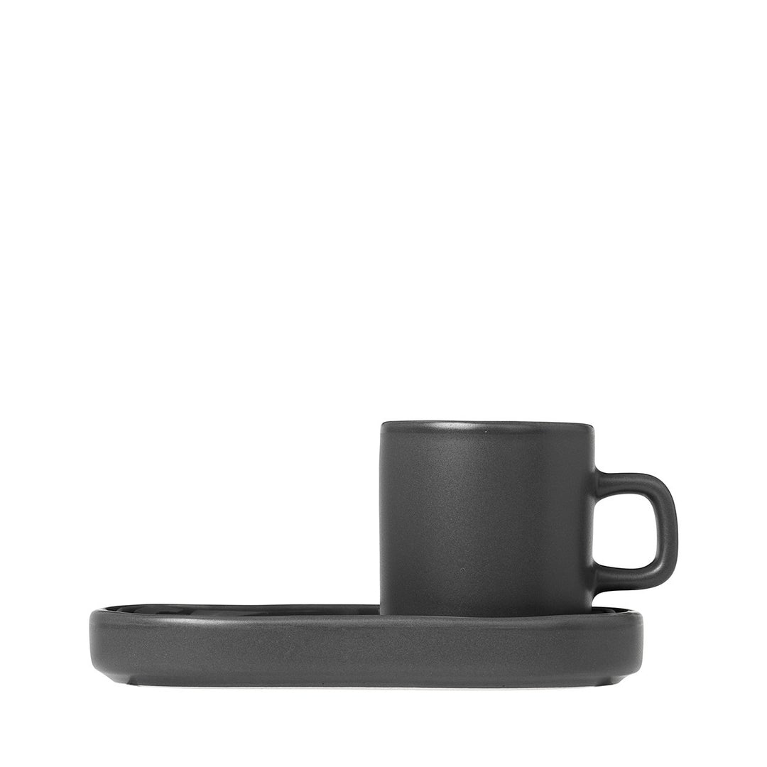 blomus Espressotassen Set PILAR | 2er Set aus Steingut | 50 ml | Farbe Agave Green | 6H x 7,5B x 5T