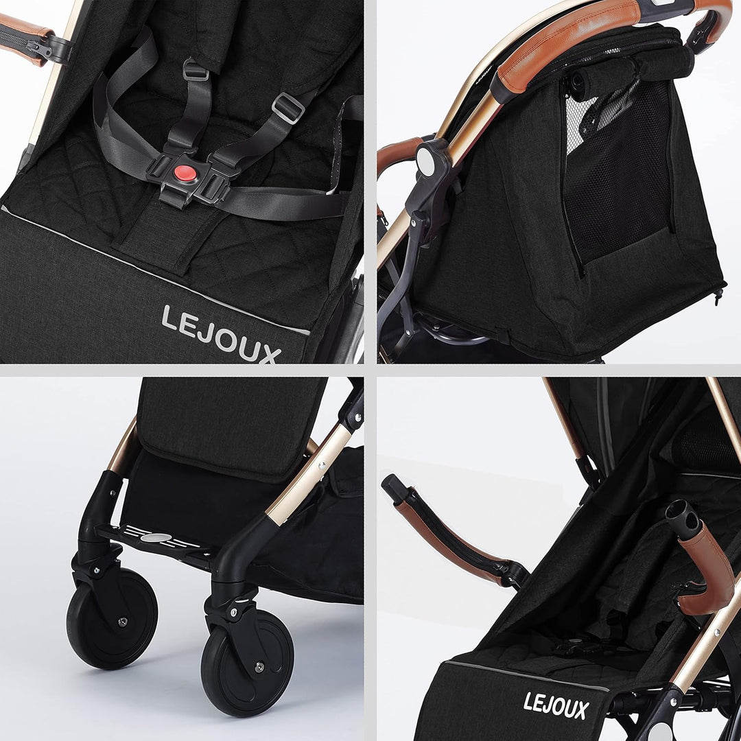Kinderwagen - Leichter faltbarer Reisebuggy mit 5-Punkt-Gurt, verstellbarer Rückenlehne und übergros