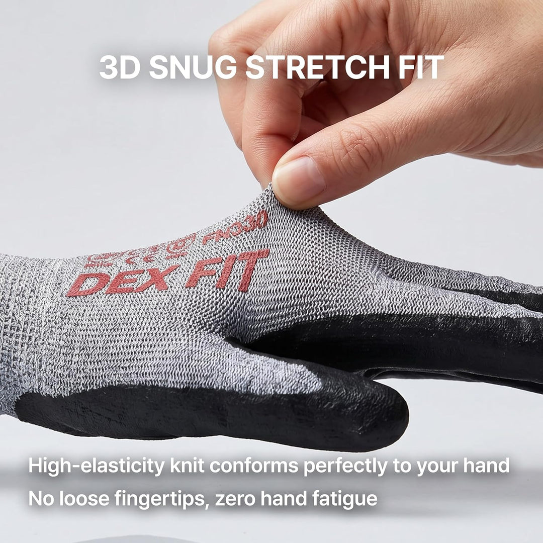 DEX FIT Arbeitshandschuhe FN330-12 Paare, 3D-Comfort Fit, rutschfester Handgriff, mit Schaumnitril b