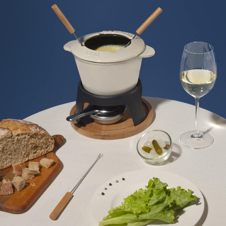 La Fonderie 1890 Fondue-Set aus Gusseisen, Beige, 4 personnes