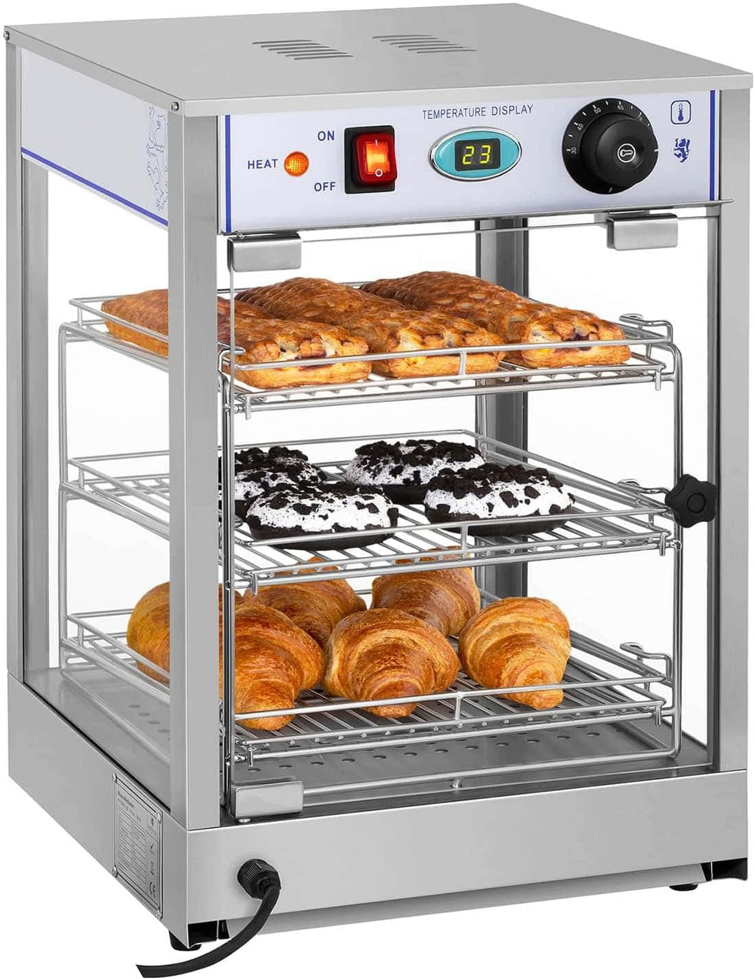 Royal Catering Heisse Theke Warmhaltevitrine Wärmetheke RCHT-850 (850 W, Wärmebereich 0-85 °C, Ablag