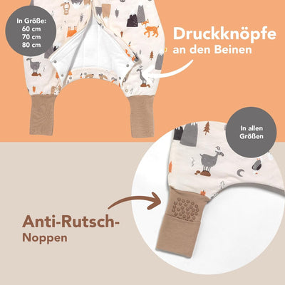 schlummersack Baby Schlafsack mit Füssen Sommer 1 Tog dünn | Schlafsack mit Beinen und verlängerten