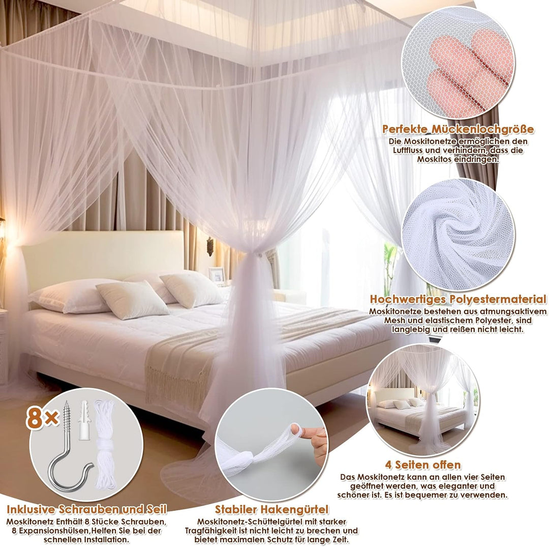 Moskitonetz Doppelbett und Einzelbett - 1.9 m x 2.1 m x 2.4 m Moskitonetze für Doppelbett und Einzel