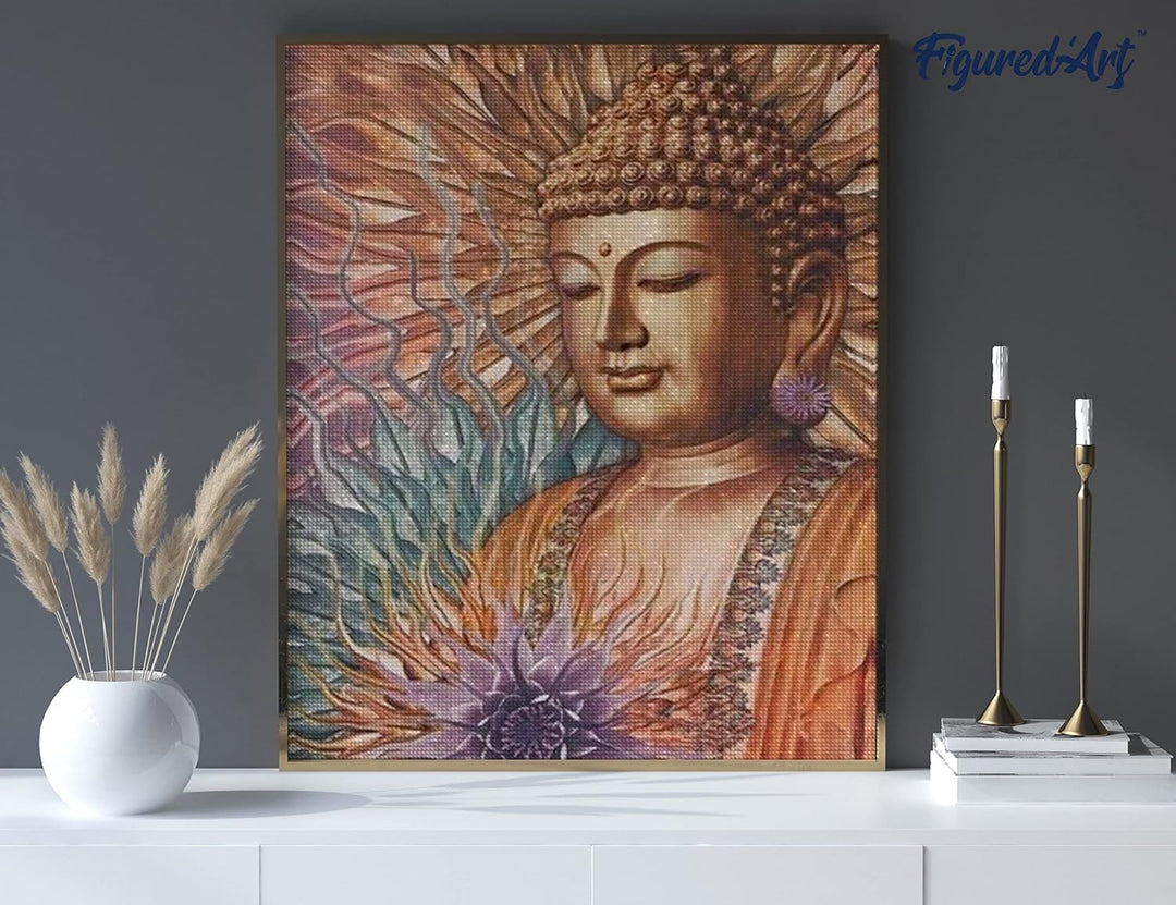 Figured'Art Diamond Painting Erwachsene 40x50cm Ganze Leinwand gerollt Buddha 5D Bilder Eckige Stein
