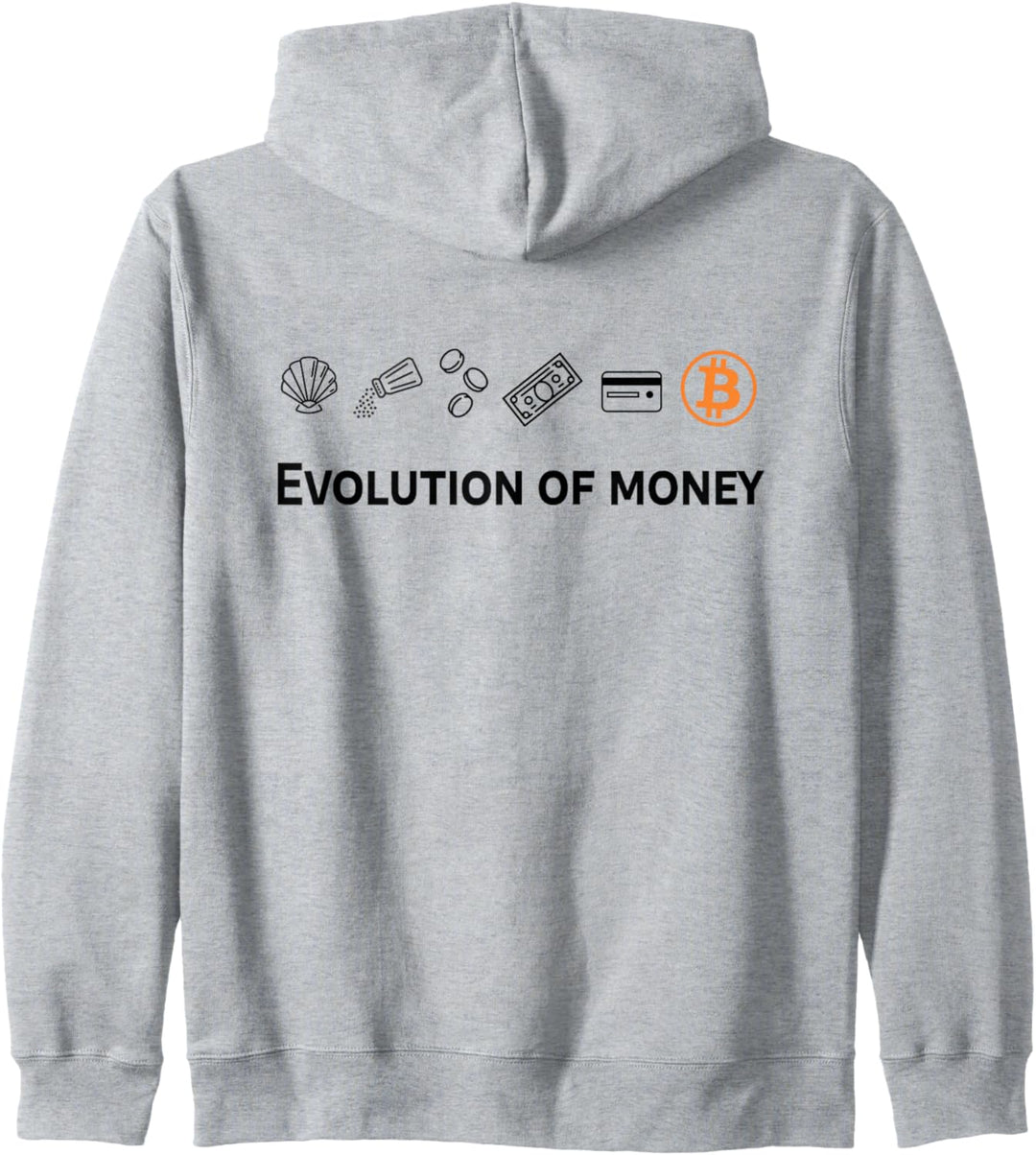 Bitcoin Evolution of Money Statement BTC 21 Million Geld Kapuzenjacke