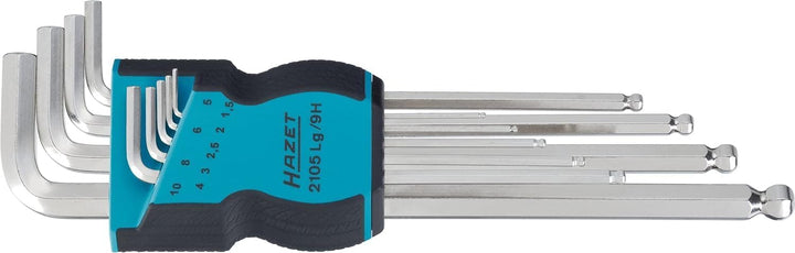 HAZET Winkelschraubendreher-Satz 2105LG/9H, 9-teilig in Kunststoffhalterung mit Kugelkopf, Innensech