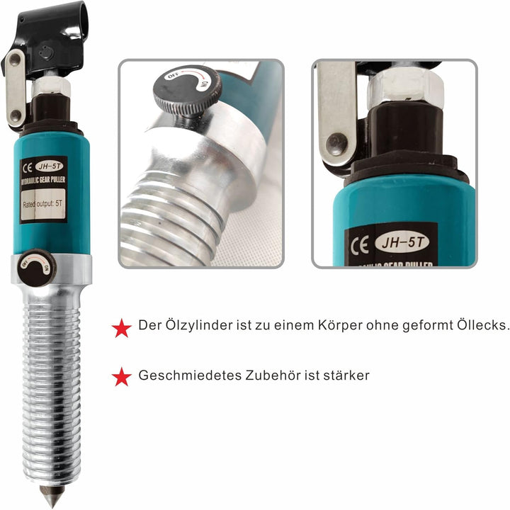 AMZCNC Hydraulischer Lagerabzieher Integral 5T Hydraulic Puller Kit Kurbelwelle Riemenscheibe Abzieh