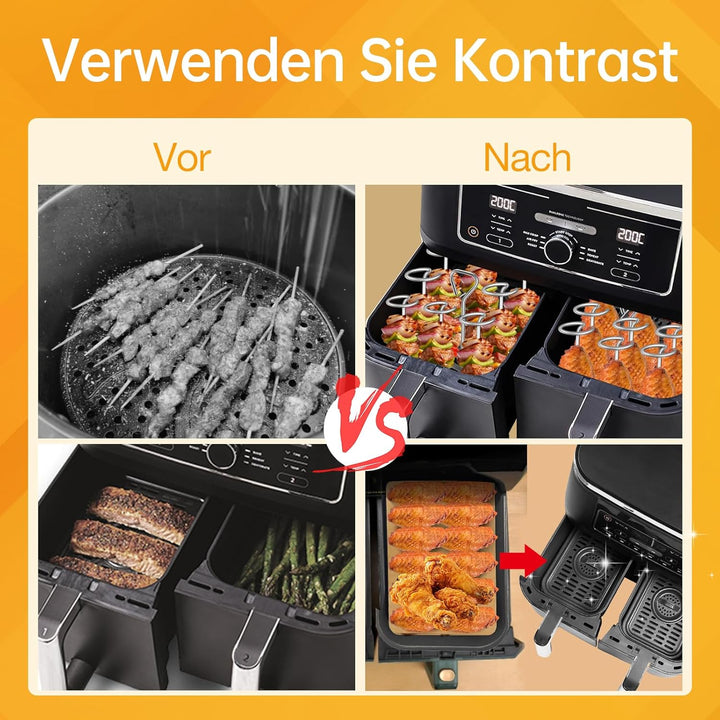 2×304 Edelstahl Heissluftfritteuse Spiessen Grillrost für Ninja Foodi AF500EU/ AF400 EU/AF300EU/SL40