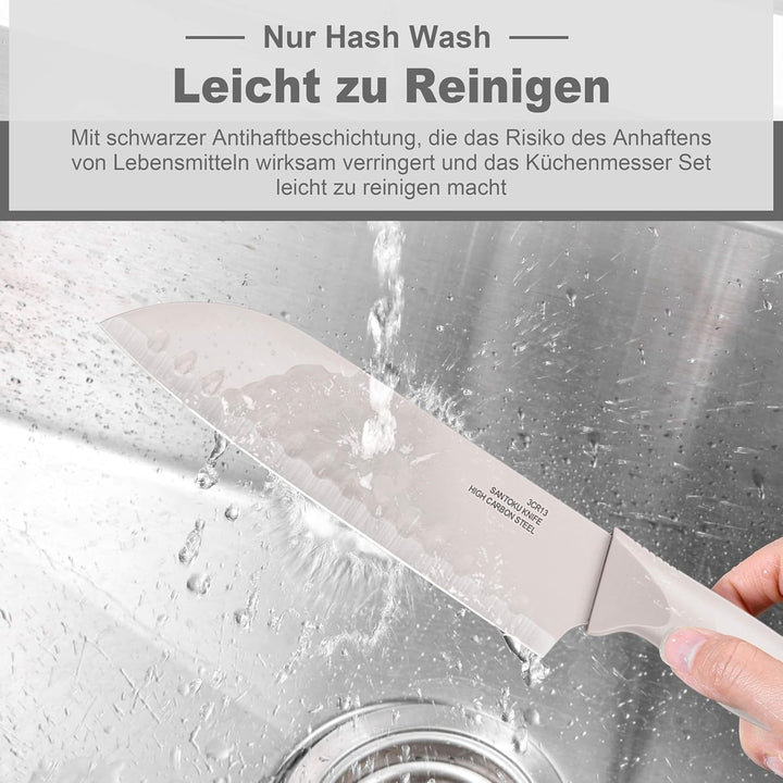 TEAMFAR Messerblock mit Messerset, 15-teilig Edelstahl küchenmesser Set mit Wetzstahl, Messerblock m