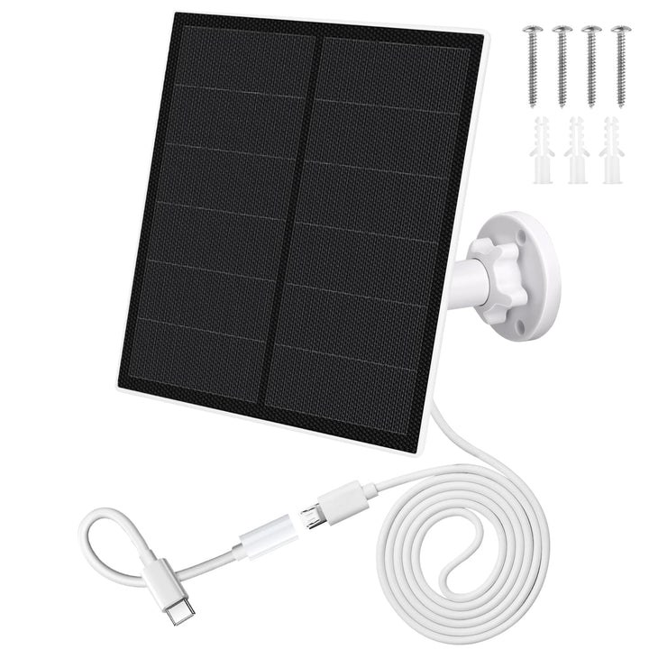 Solarpanel für Überwachungskamera Aussen, 5W Kamera Solarmodul mit Micro USB & USB-C Anschluss Solar