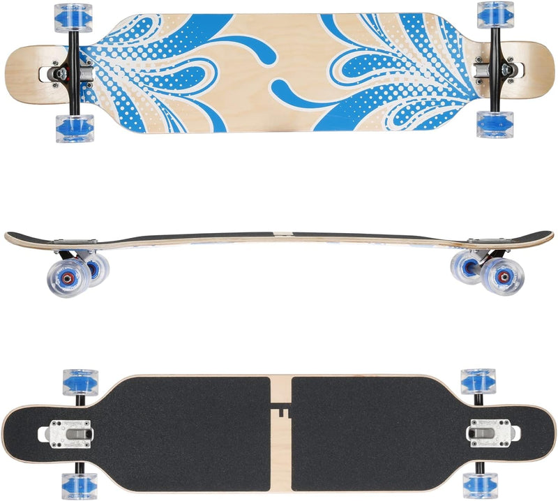 FunTomia Longboard mit 3 Flex Stufen Drop Through Cruiser Komplettboard Mach1 Speed Kugellager T-Too