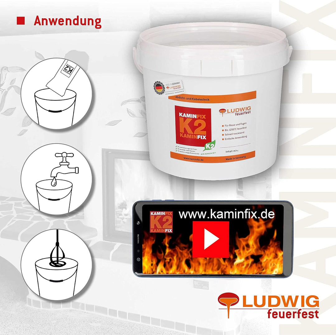 Schamottemörtel Made in Germany für die einfache und schnelle Reparatur. Ofen und Kaminmörtel Feuerf
