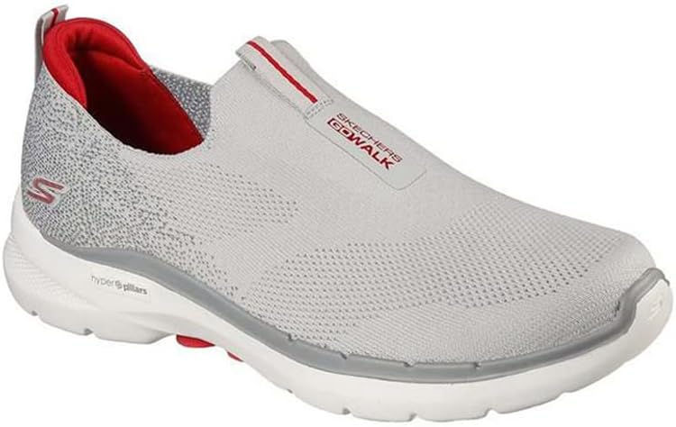 Skechers Premium Damen Sneakers 45.5 EU X-Weit Grau Rot, 45.5 EU X-Weit Grau Rot